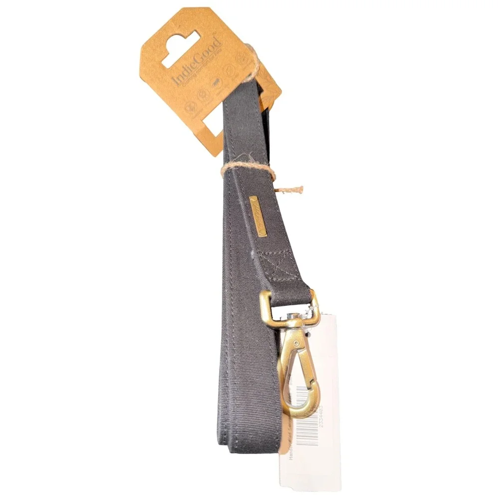 IndieGood Black Adjustable Canvas Web Dog Leash Gold Metal Clasp‎ Large 6ft NWT